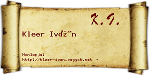 Kleer Iván névjegykártya